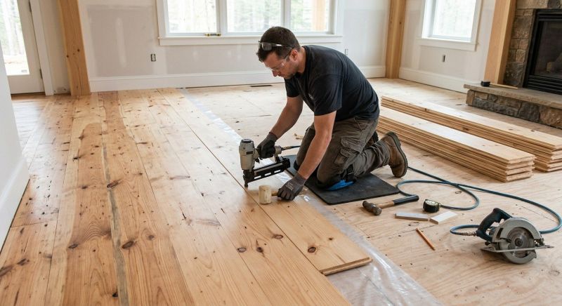 Pine Floor Installation in Acton, MA